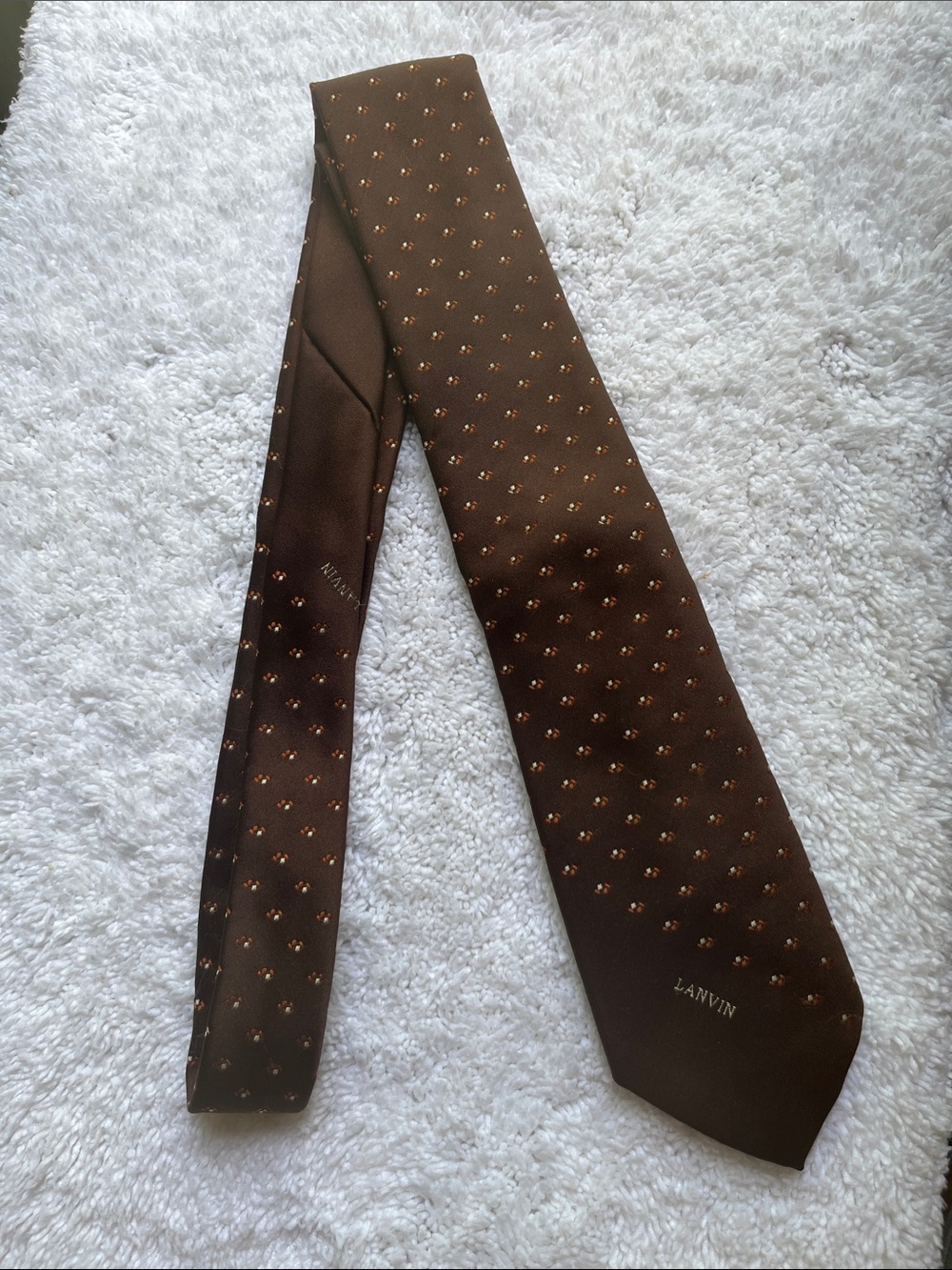 Vintage Lanvin Brown Silk Tie